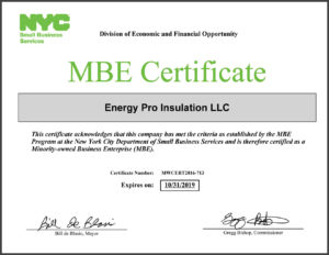 MBE Ceritified sprayfoam insulation contractor in Brooklyn NY